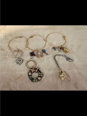 Handmade Gold and Mixed-Metal Charm Keychain Set with Floral and Star Charms